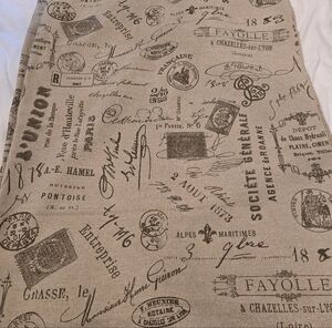 Vintage French Script Print Upholstery Fabric 4 Yds X 56 Inches Wide
